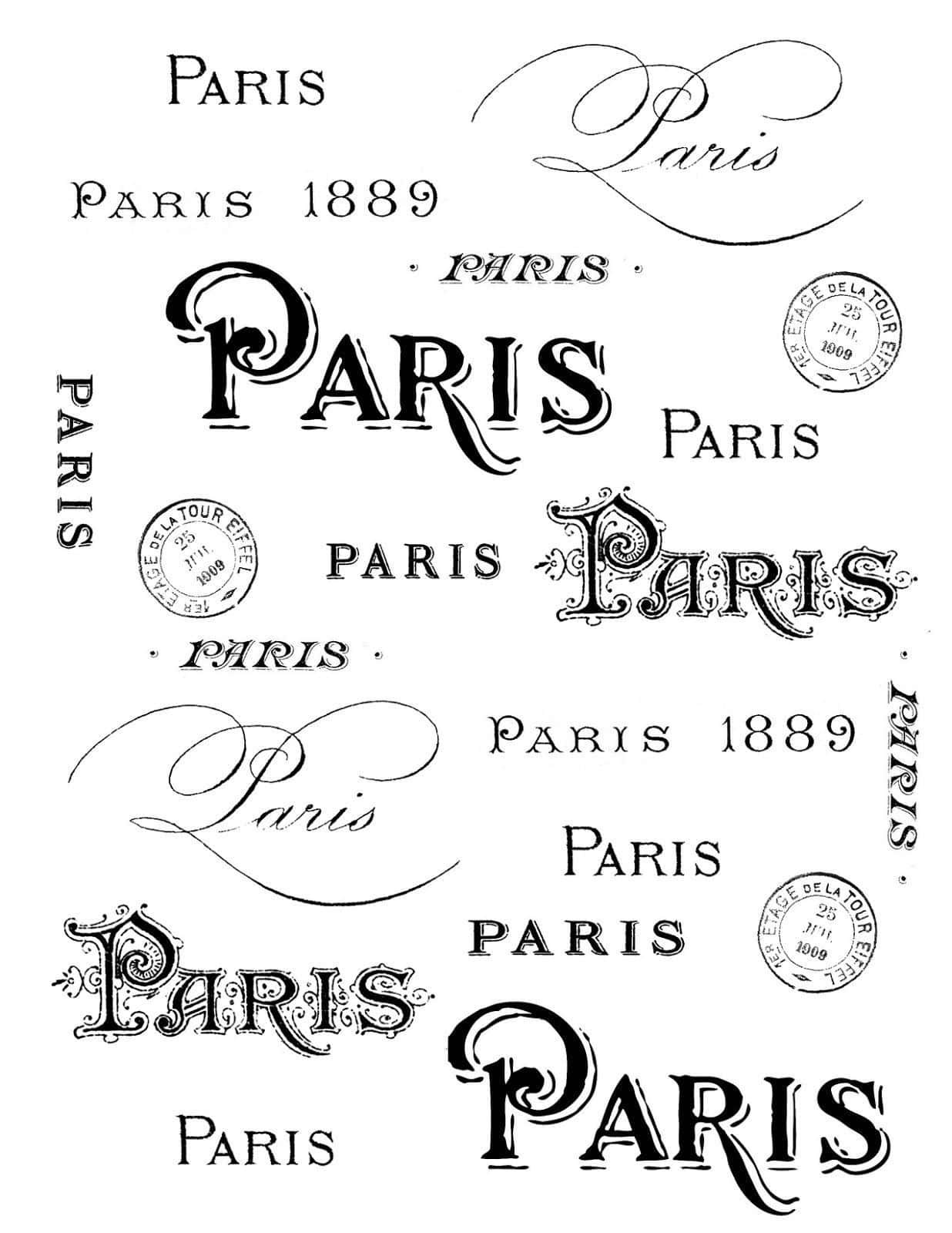 Fransktekst Paris 1889 Billede.