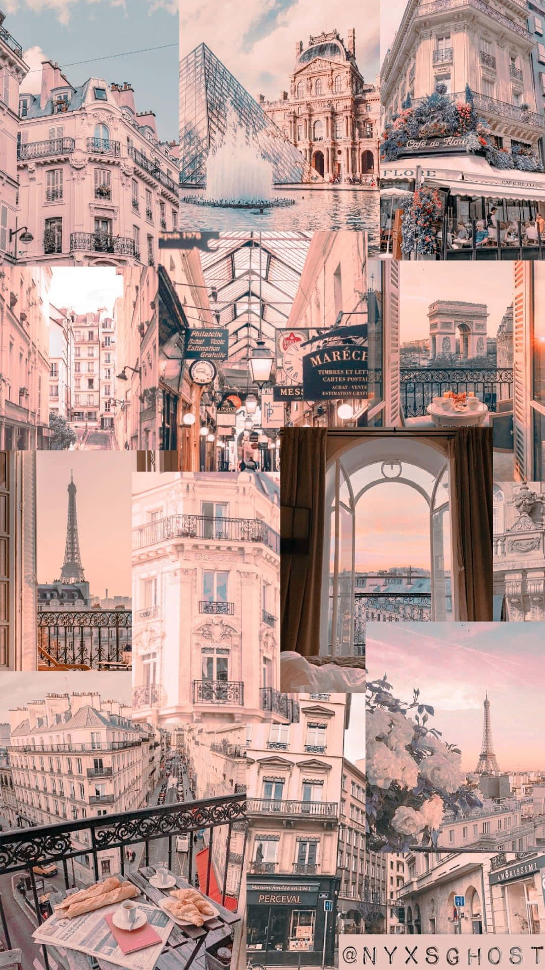 Collagedi Parigi In Stile Rosa Estetico Francese.