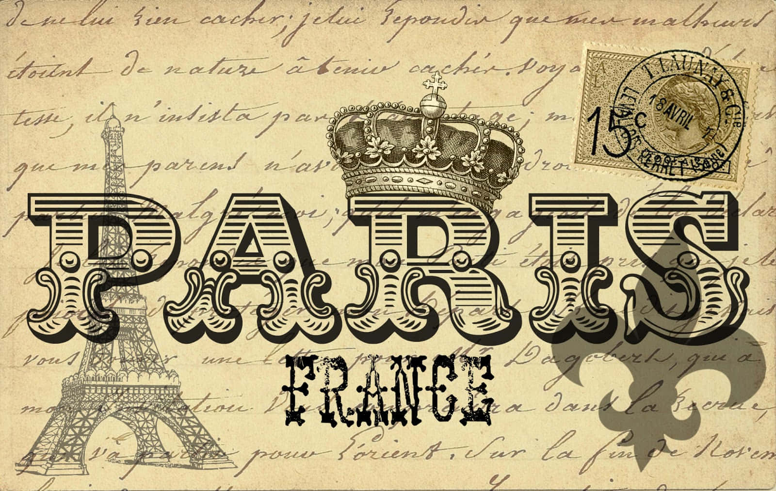 French Paris France Parchment Picture