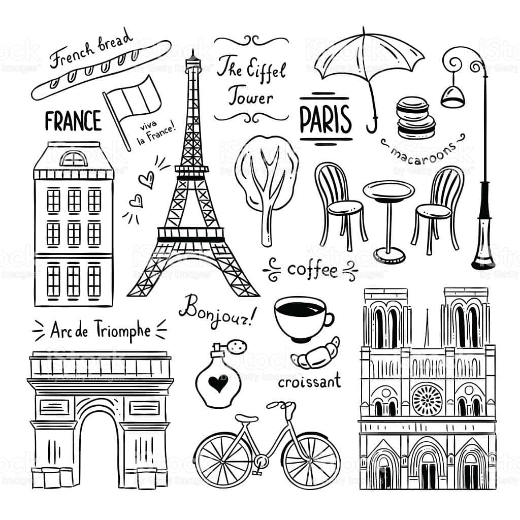 French Icons Doodles Picture