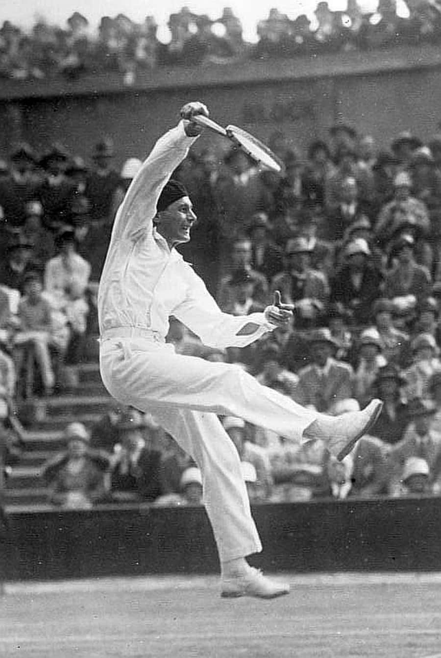 French Tennis Legend Jean Borotra in Action, 1931 Wallpaper