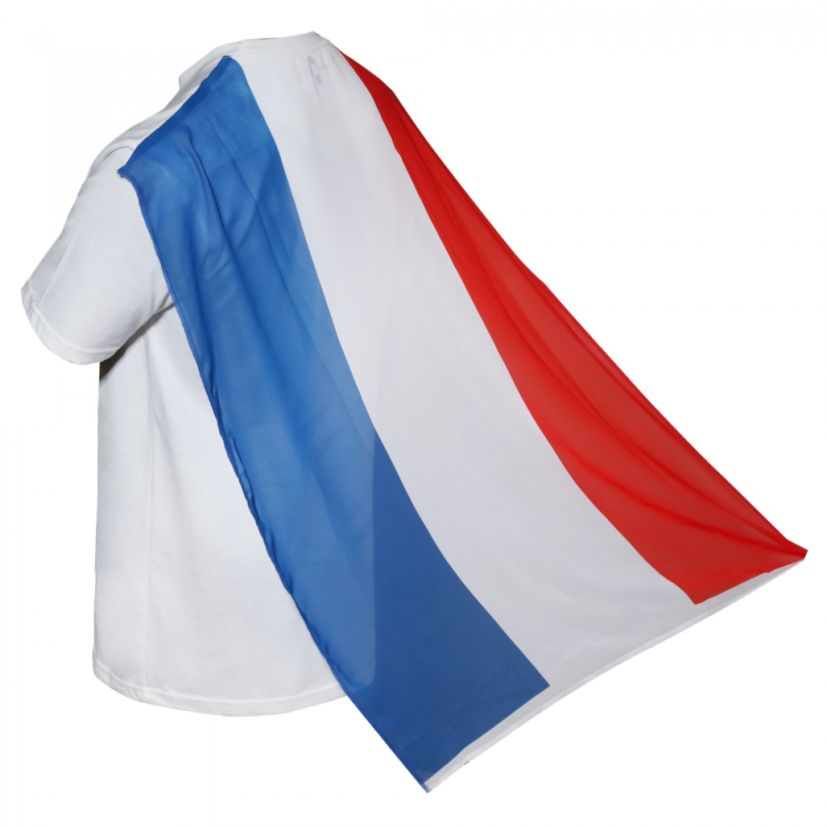 French Tricolor Cape Worn Over Shoulders PNG