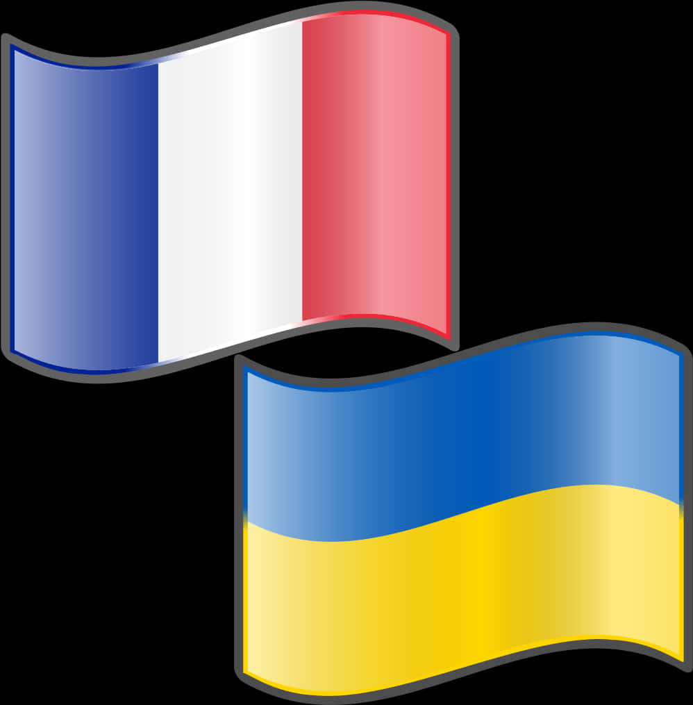 French_and_ Ukrainian_ Flags_ Vector PNG