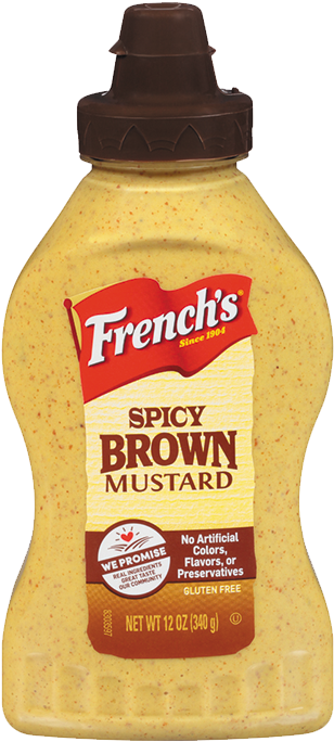 Frenchs Spicy Brown Mustard Bottle PNG