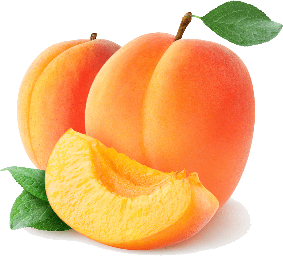 Fresh Apricots With Sliceand Leaf PNG