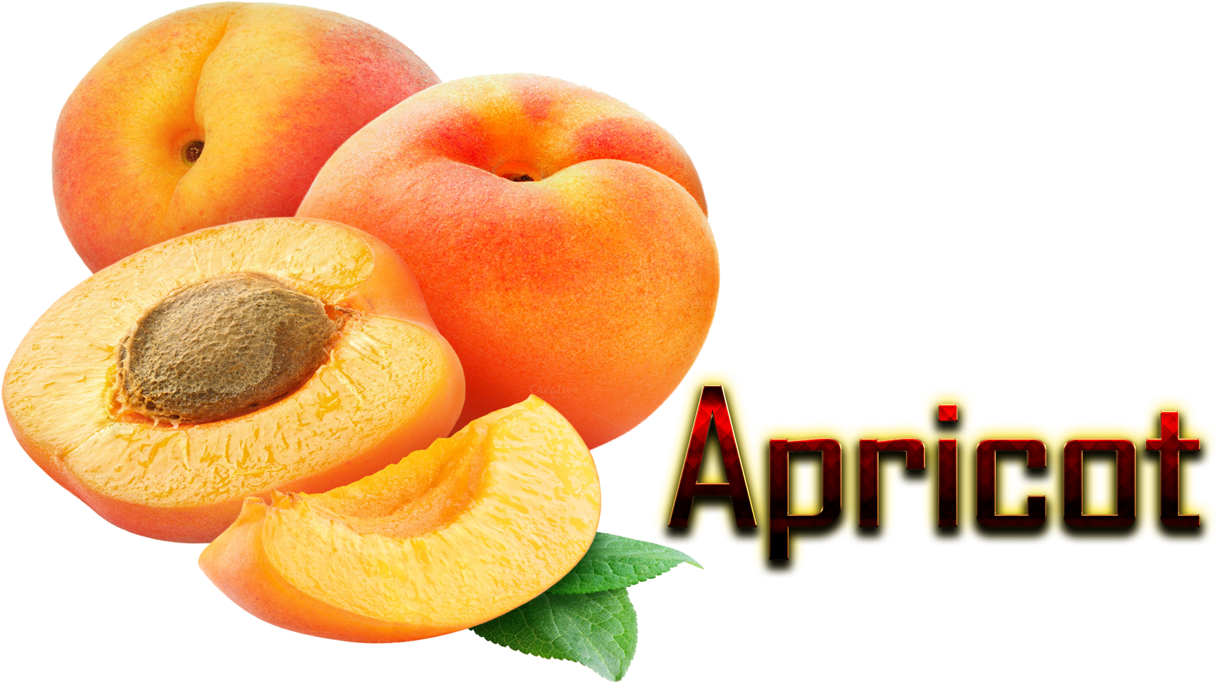 Fresh Apricotsand Sliceswith Text PNG