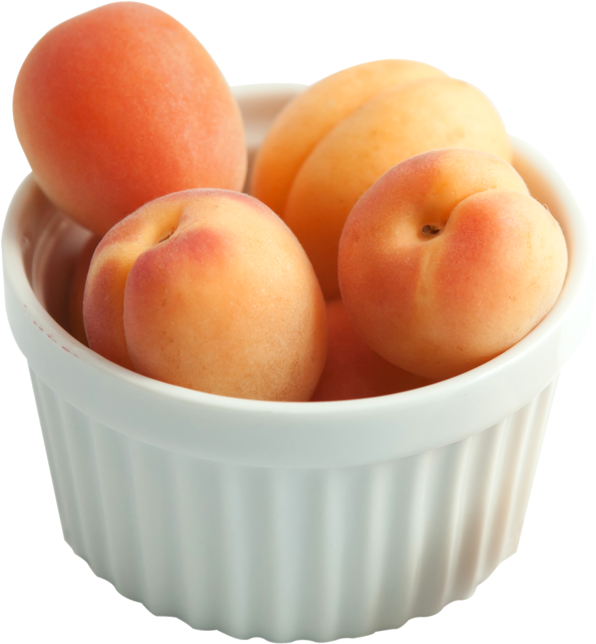 Fresh Apricotsin White Bowl PNG
