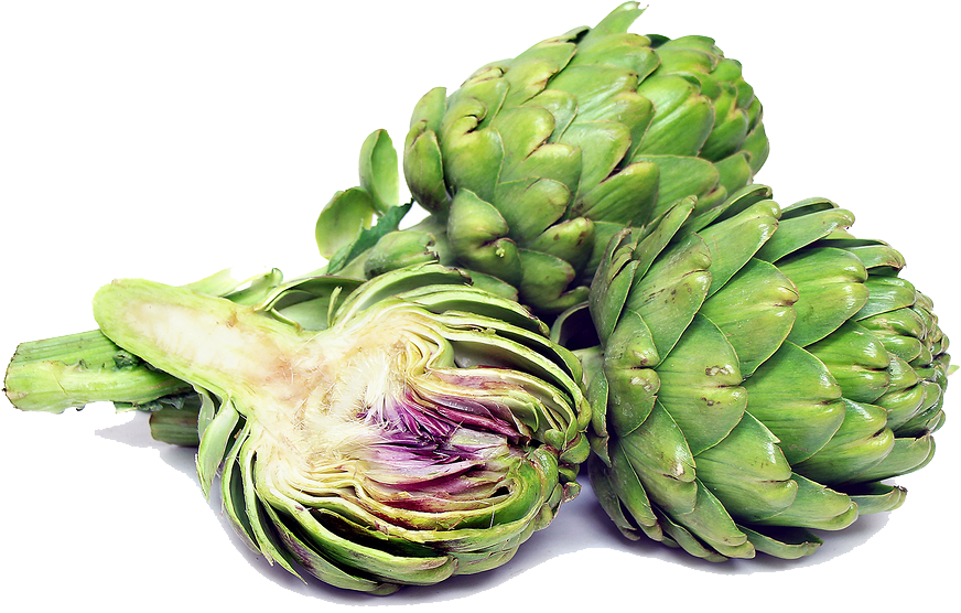 Fresh Artichokes Wholeand Halved PNG
