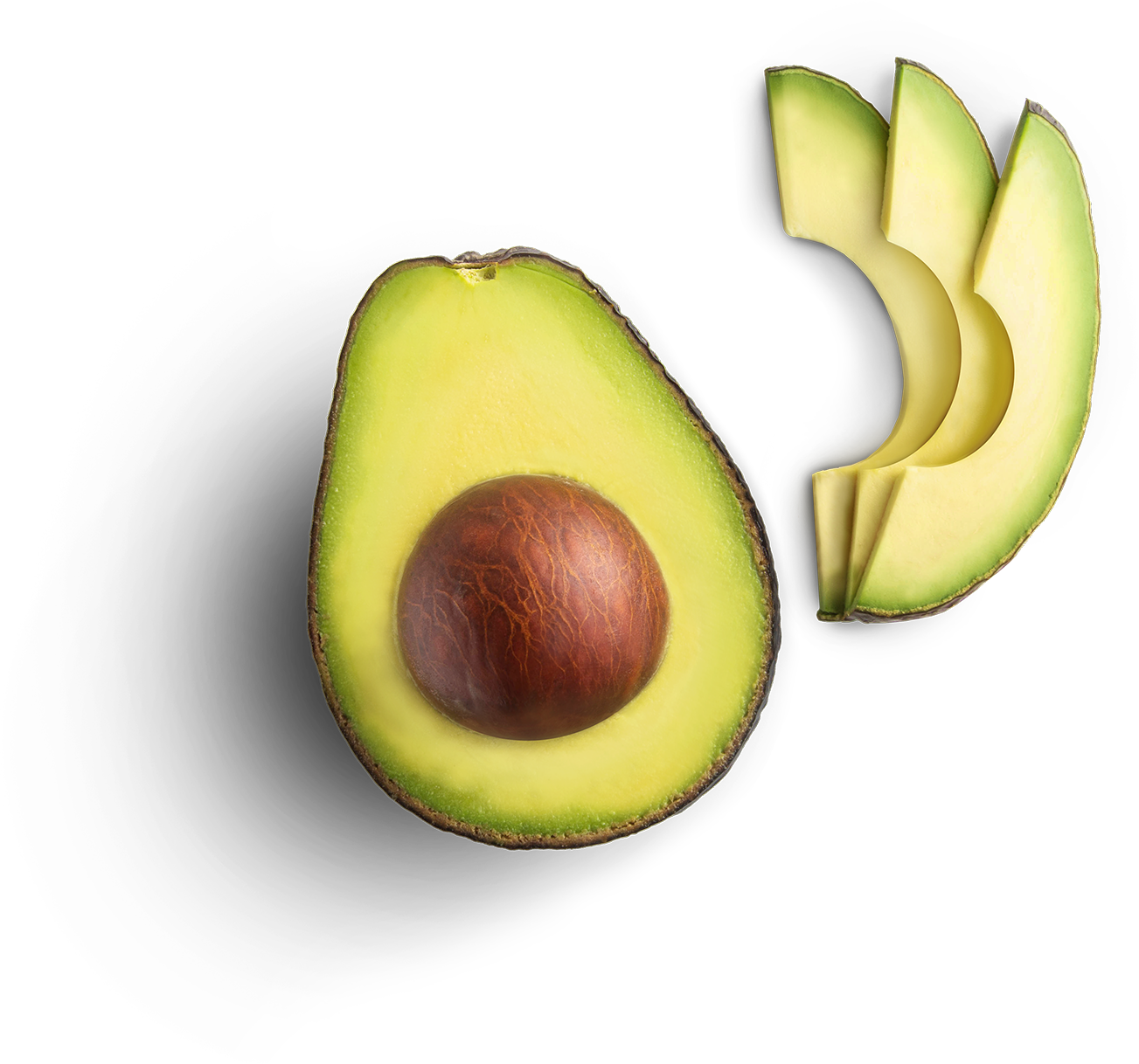 Fresh Avocado Halfand Slices PNG