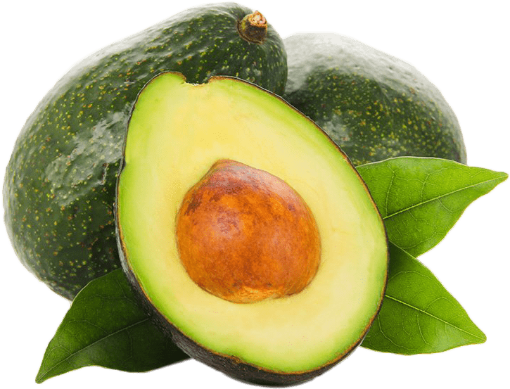 Fresh Avocado Halfand Wholewith Leaves PNG
