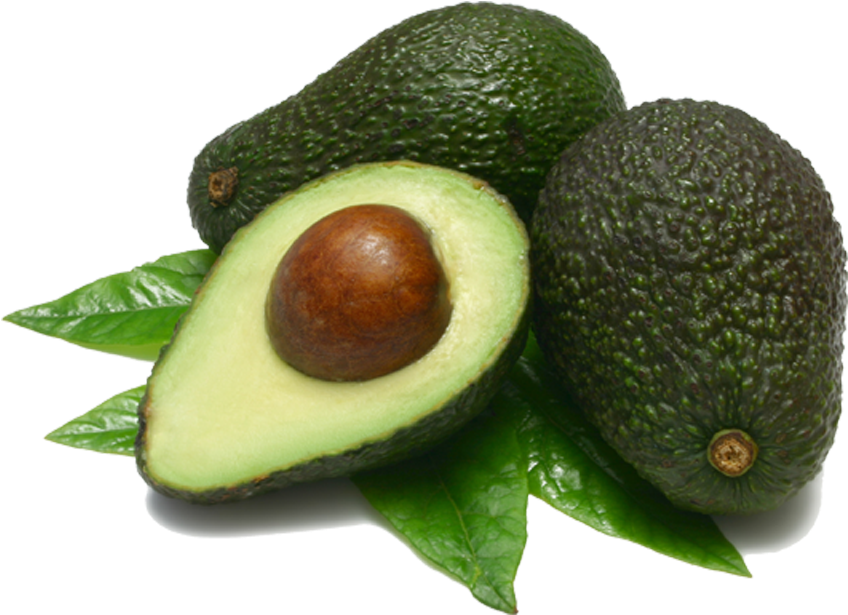Fresh Avocadoand Slicewith Leaves PNG