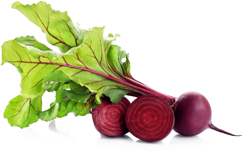 Fresh Beetroot With Leavesand Sliced Halves.png PNG