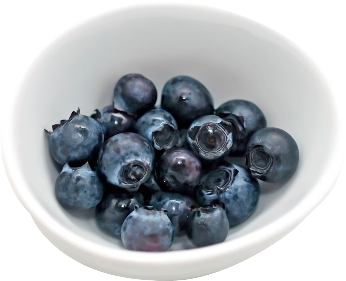 Fresh Blueberriesin White Bowl PNG