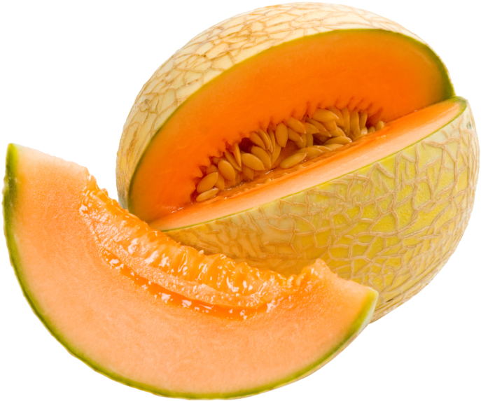 Fresh Cantaloupe Sliceand Section PNG