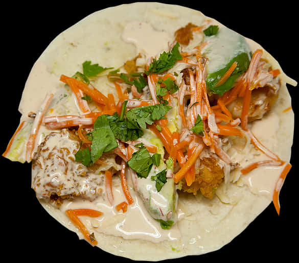 Fresh Chicken Taco Top View PNG