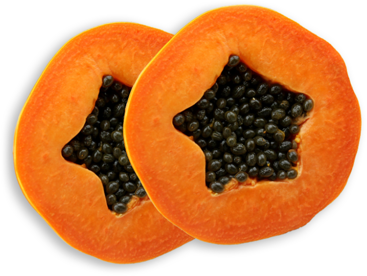 Fresh Cut Papaya Halves PNG