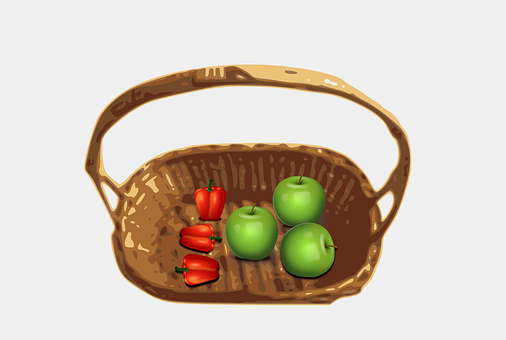 Fresh Fruit Basket Illustration PNG