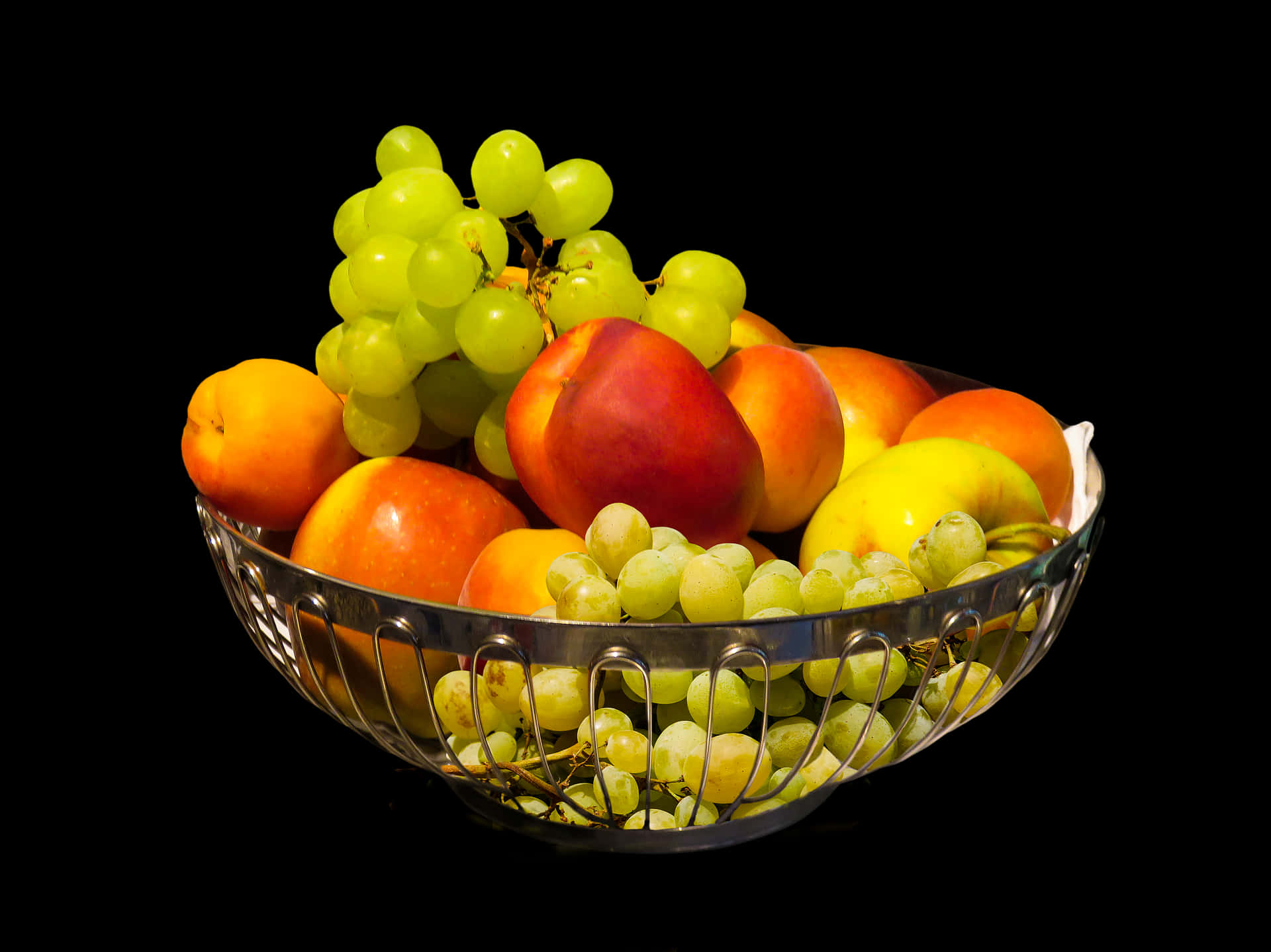 Fresh Fruit Bowl Black Background PNG