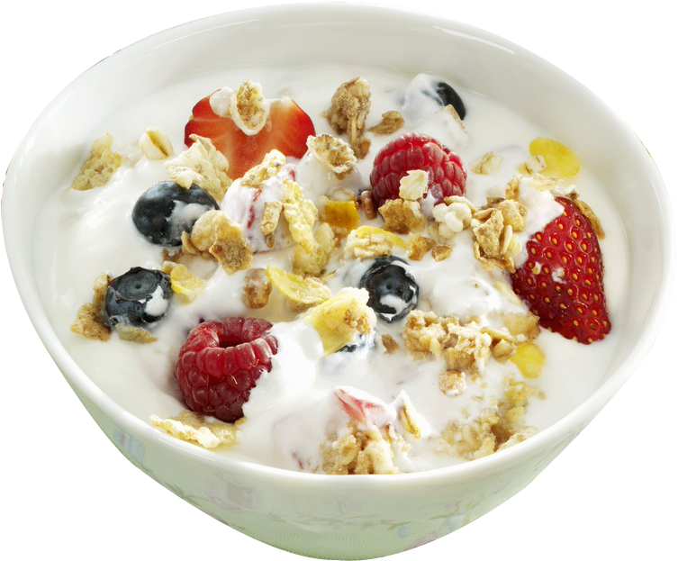 Fresh Fruit Cereal Bowl PNG