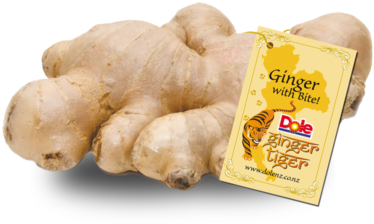 Fresh Ginger Rootwith Branding Tag PNG