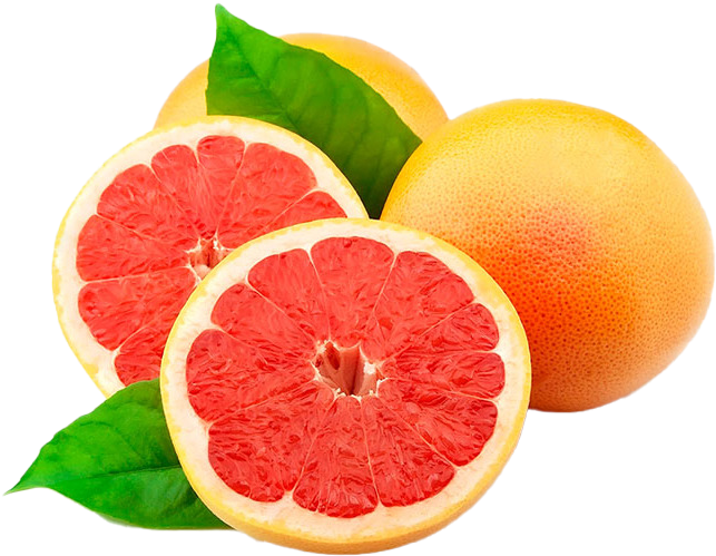 Fresh Grapefruit Slicesand Wholewith Leaves PNG