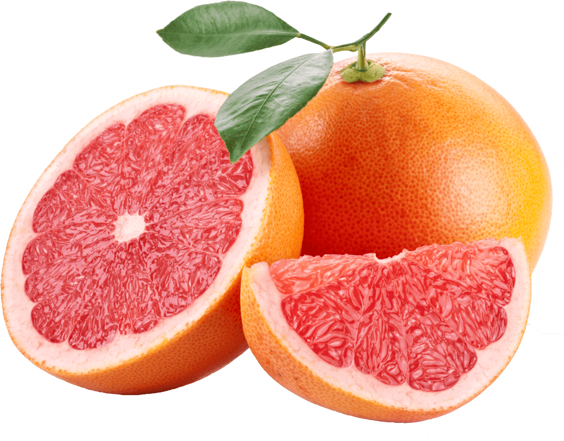 Fresh Grapefruit Sliceswith Leaves PNG