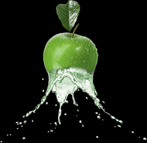 Fresh Green Apple Water Splash PNG