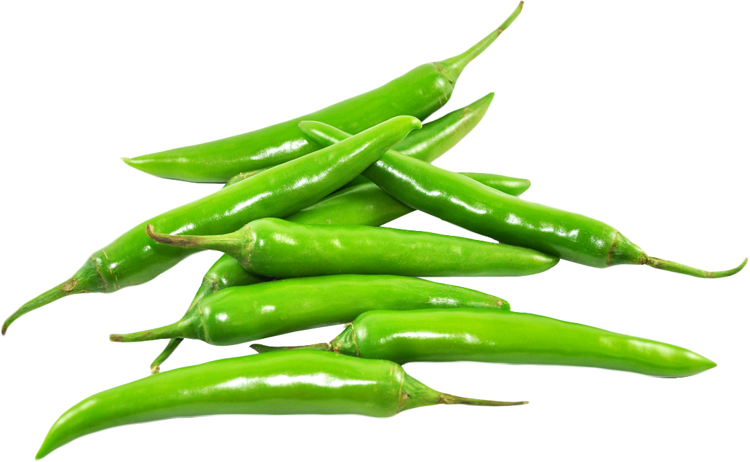 Fresh Green Chili Peppers PNG