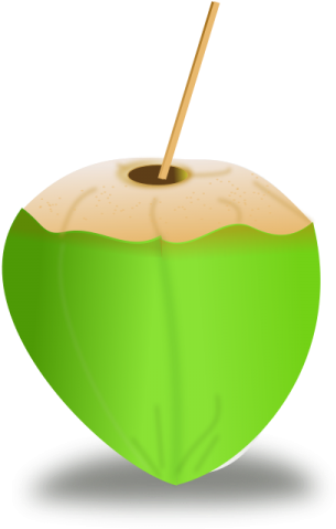 Fresh Green Coconut With Straw PNG