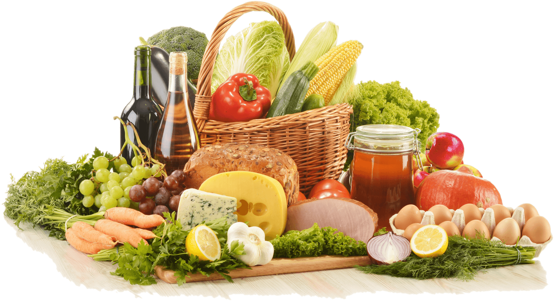 Fresh Grocery Selection Basket Variety PNG