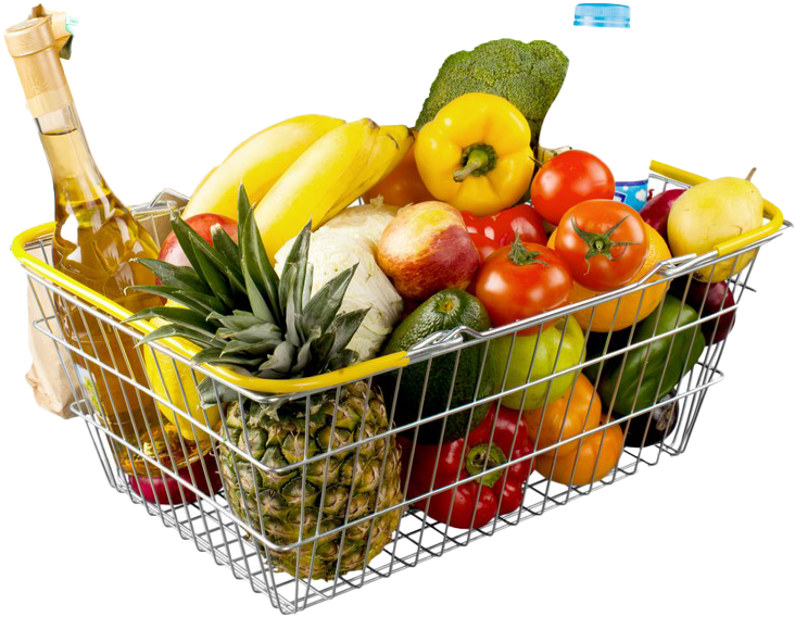Fresh Grocery Shopping Basket Fruits Vegetables PNG