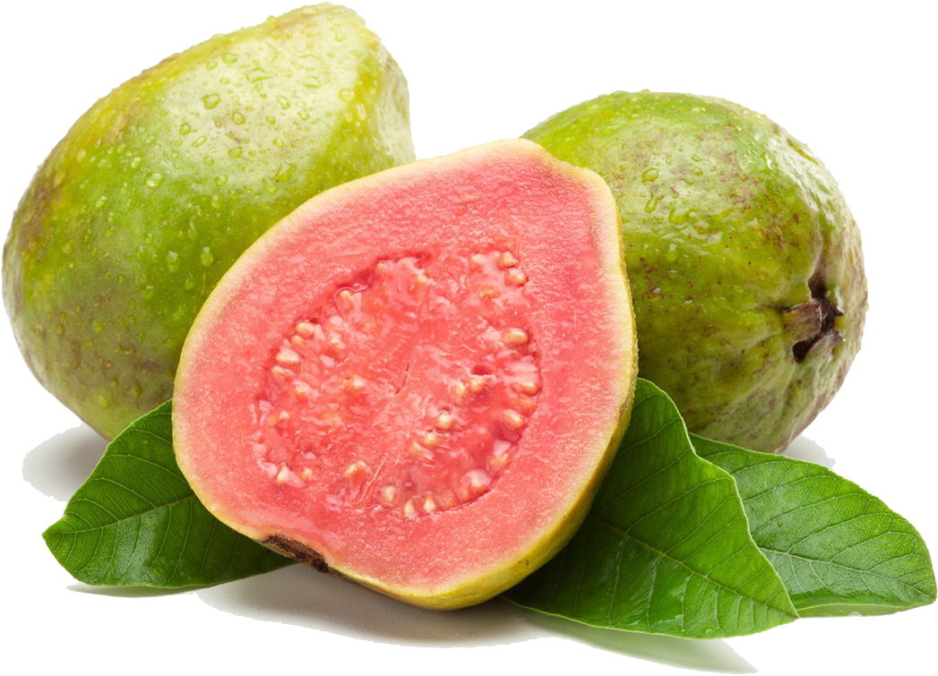 Fresh Guavaand Half Cutwith Leaves PNG