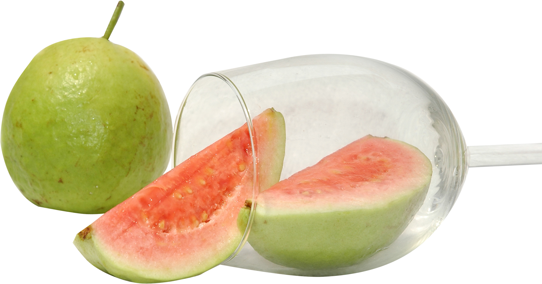 Fresh Guavaand Slicesin Glass Bowl PNG