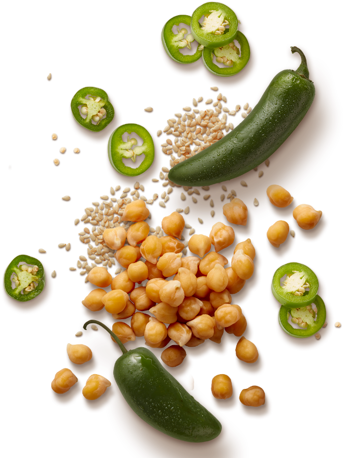 Fresh Hummus Ingredients Floating PNG