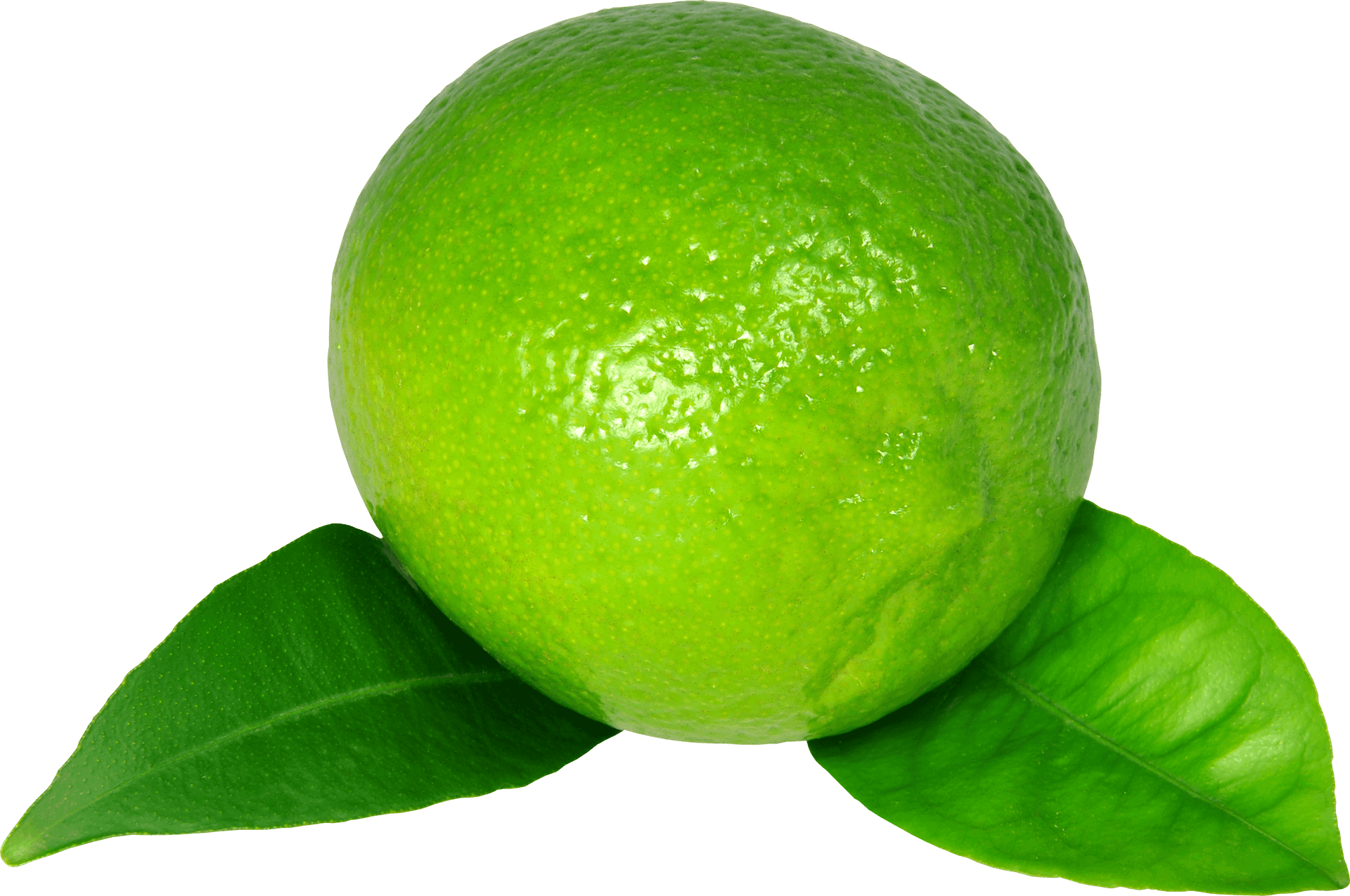 Fresh Limewith Green Leaf PNG