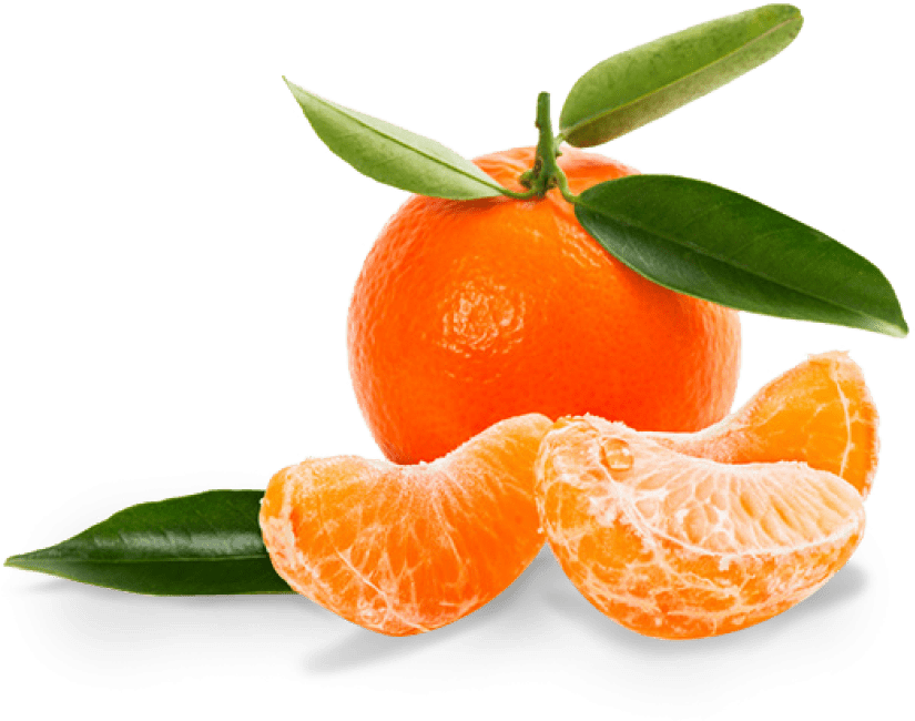 Fresh Mandarin Orange With Leaves PNG