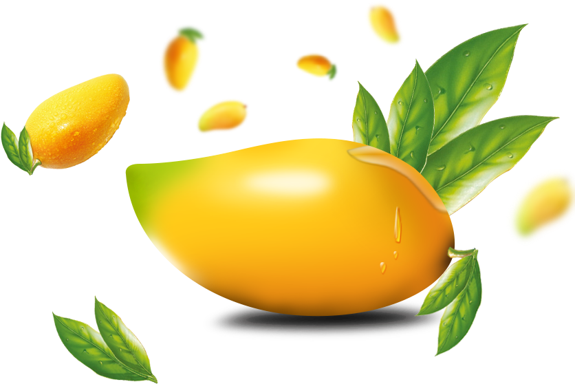 Fresh Mango With Water Dropletsand Leaves PNG