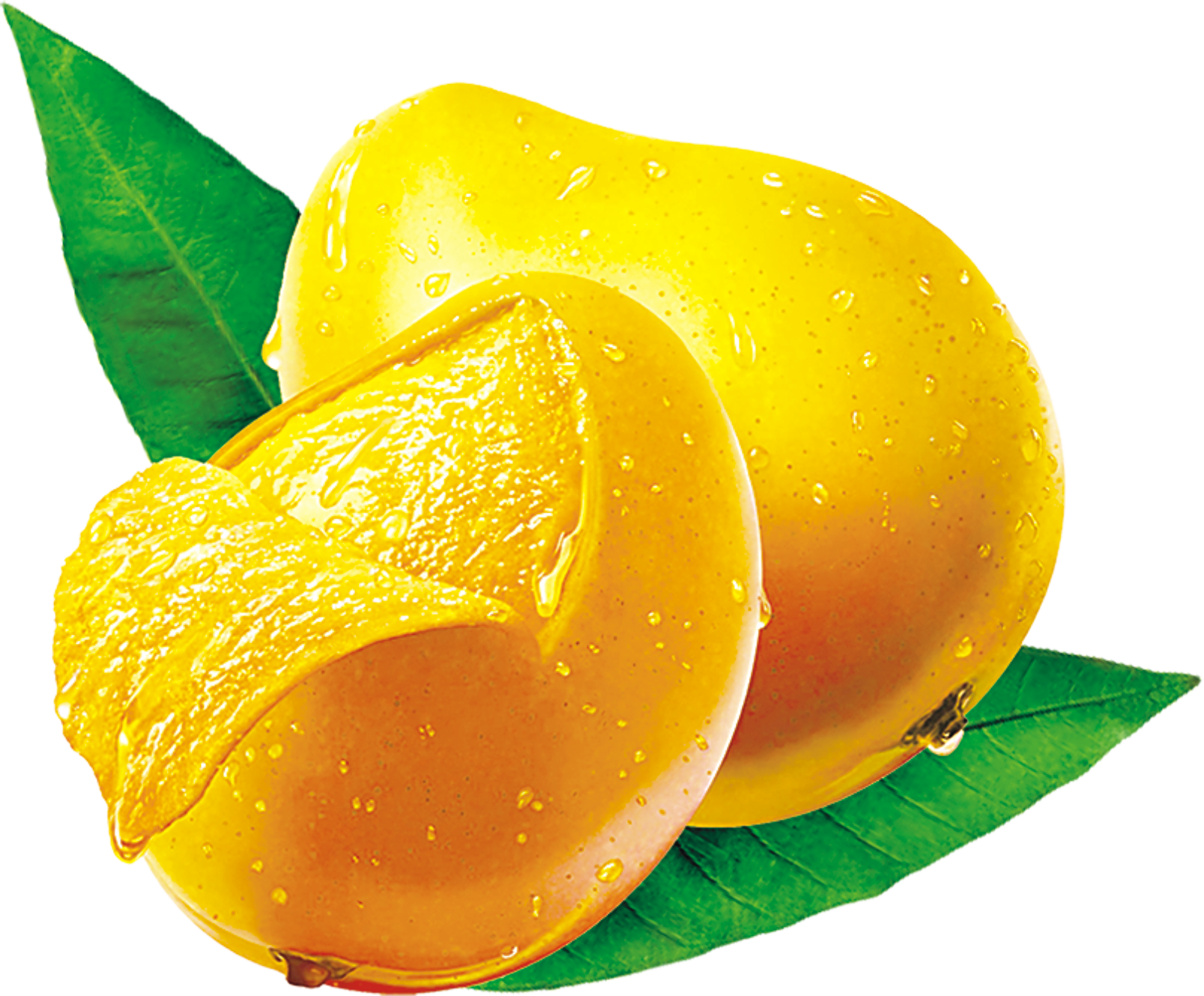 Fresh Mangoes With Dew Drops PNG