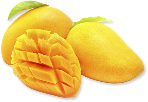 Fresh Mangoesand Cut Piece PNG