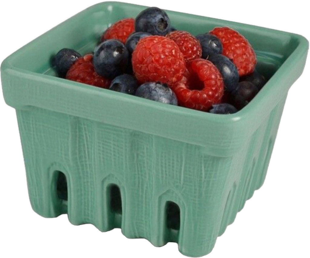 Fresh Mixed Berriesin Green Basket PNG