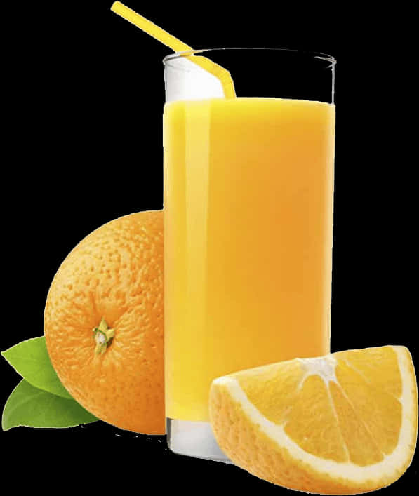 Fresh Orange Juice Glass With Oranges PNG