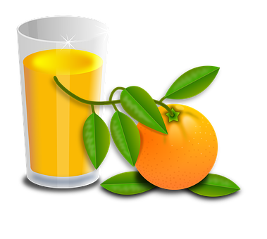 Fresh Orange Juiceand Whole Orange PNG