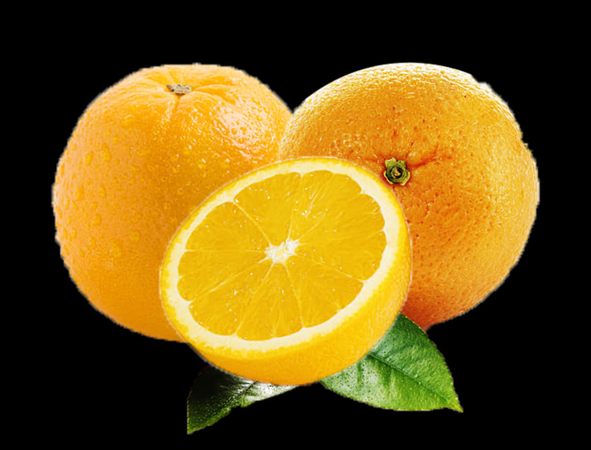 Fresh Oranges Slicedand Whole PNG