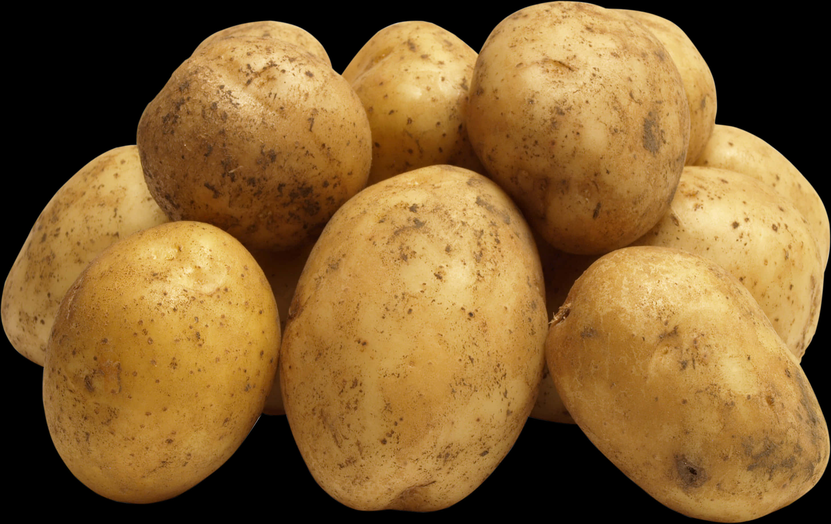 Fresh Organic Potatoes Black Background PNG