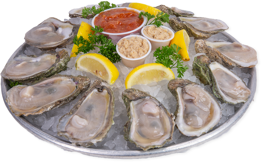 Fresh Oysterson Icewith Condiments PNG