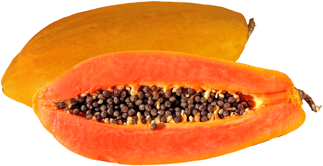 Fresh Papaya Fruit Cut Open PNG