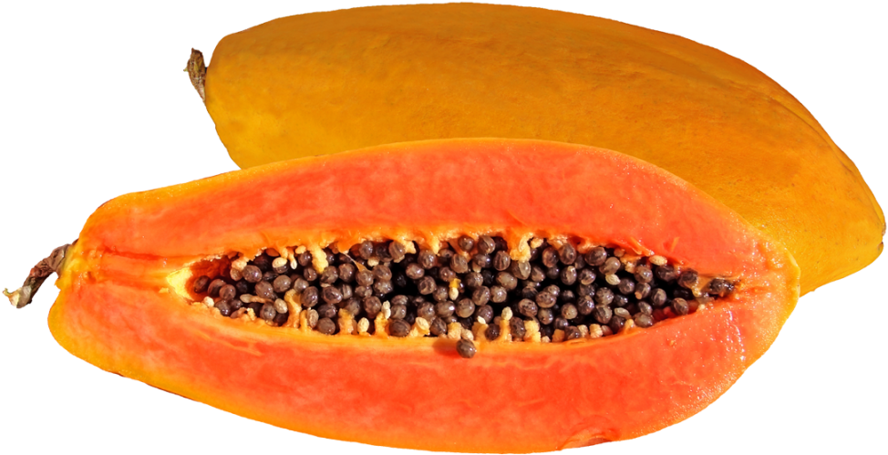 Fresh Papaya Halved Transparent Background PNG