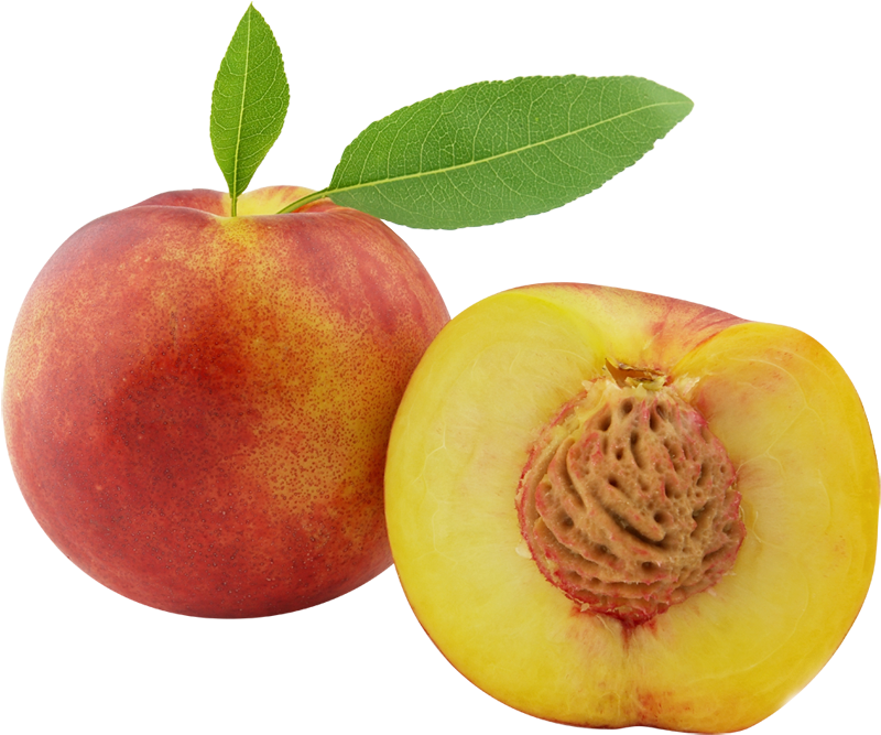 Fresh Peachand Half Cut Peachwith Leaf PNG