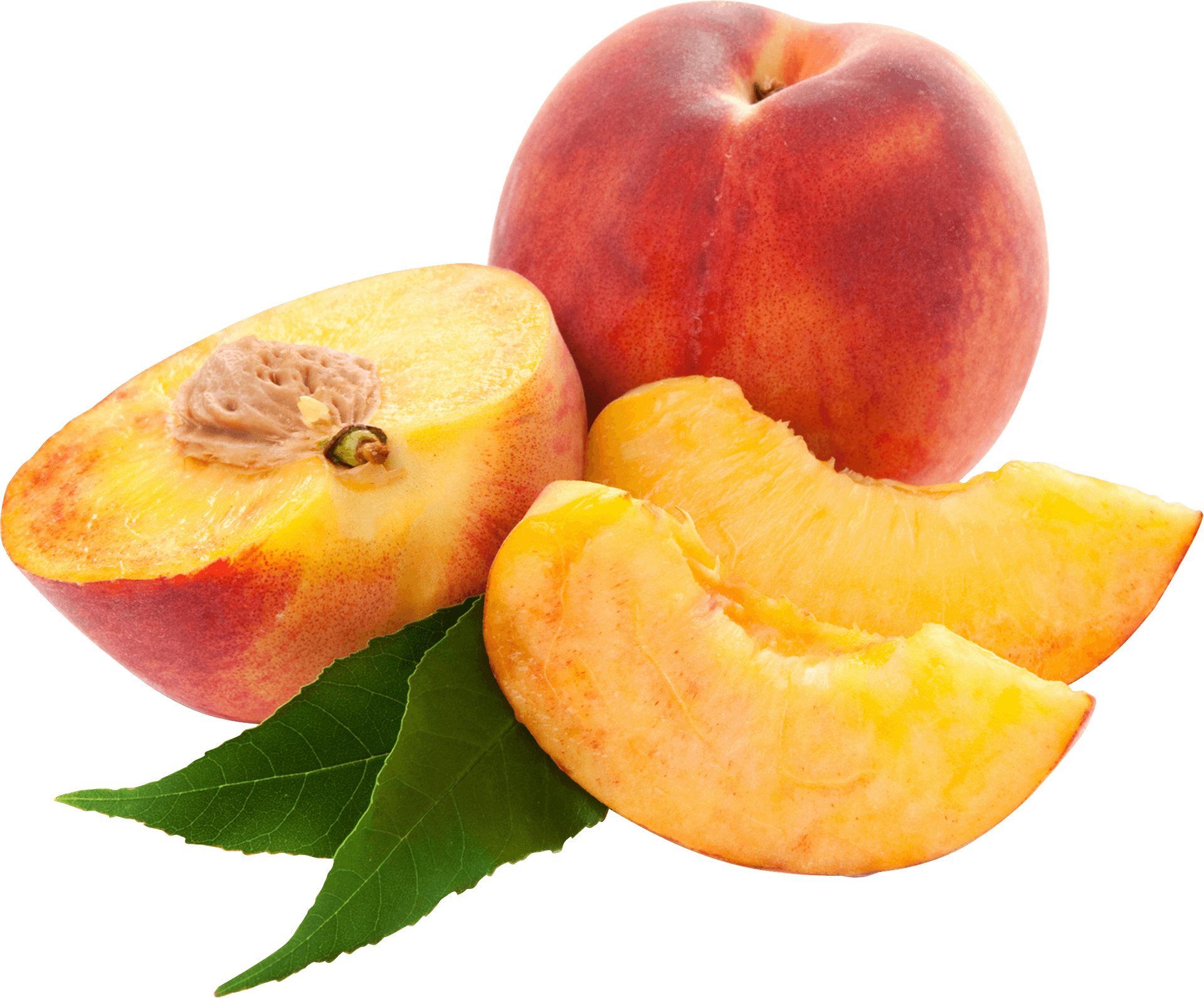 Fresh Peachand Slices Transparent Background PNG