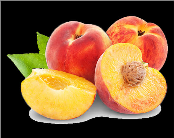 Fresh Peaches Isolatedon Black PNG